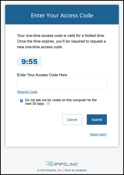 Enter Your Access Code