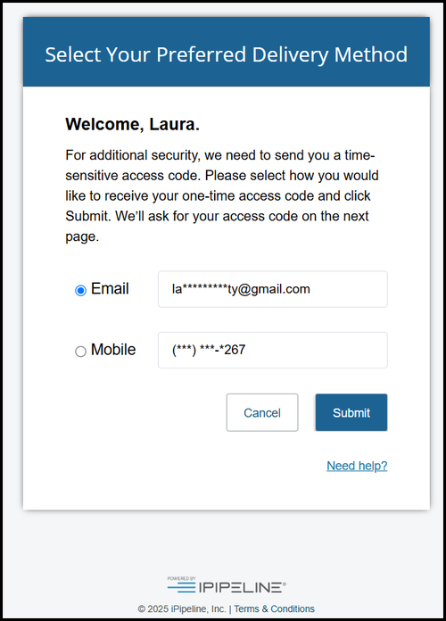 Select Your Delivery Method